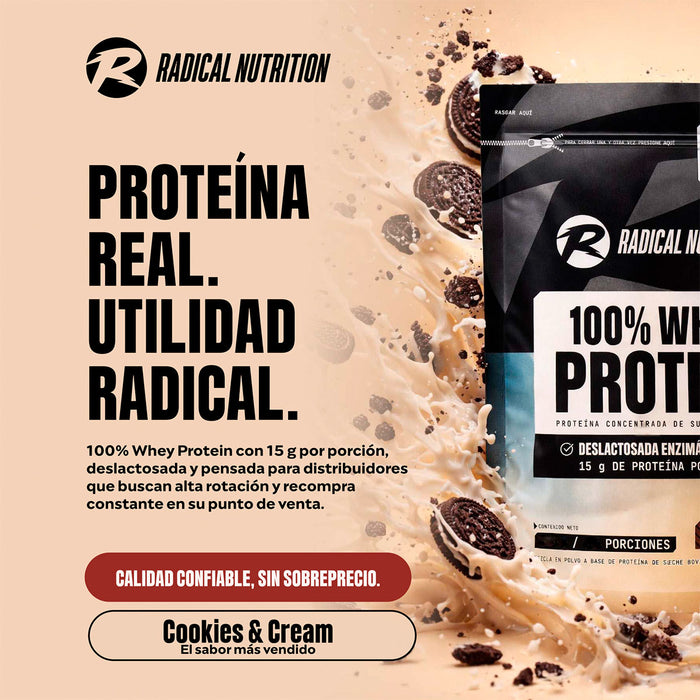 100% Whey Protein 5 porciones Sabor Cookies & Cream Radical Nutrition