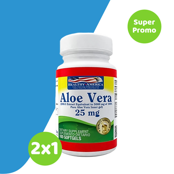 2x1 Aloe Vera Gels 25mg 100 cápsulas Healthy America 💥 Super Promo 💥