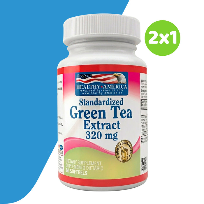 2x1 en Green Tea Extracto Té Verde 60 cápsulas Healthy America 💥Super Promo💥