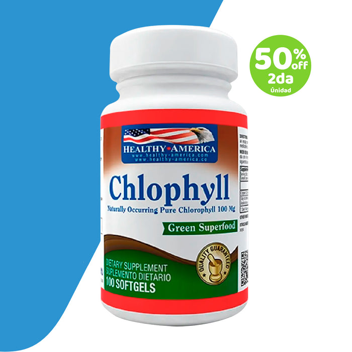 50 Off 2da unidad de Chlophyll - CLOROFILA 100 mg 100 softgel Healthy America 💥 Super Promo 💥