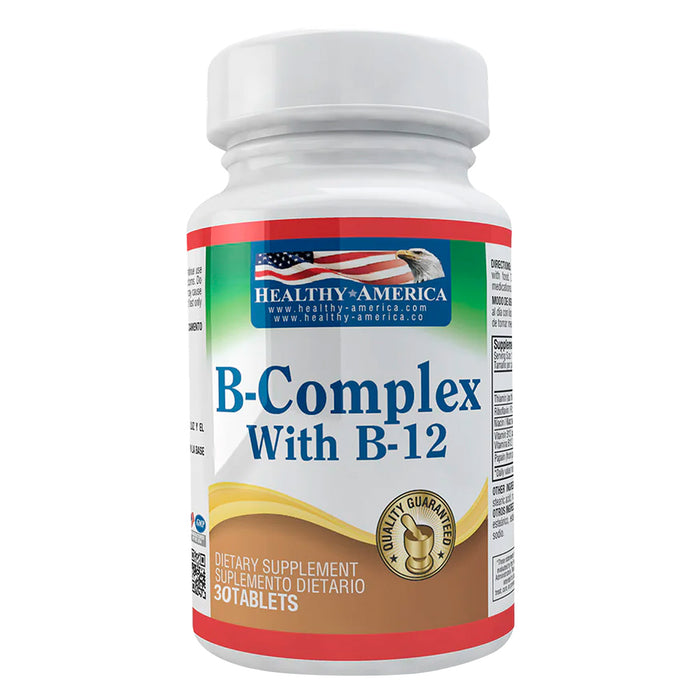 B Complex con vitamina B12 30 caplets Healthy America