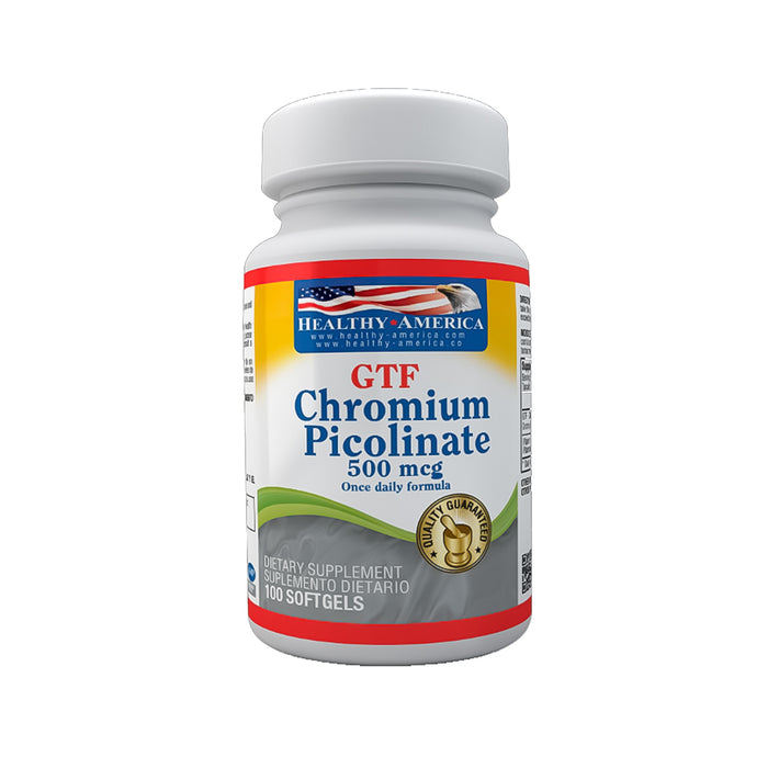 GTF Chromium Picolinate 500mcg 100 softgel Healthy America