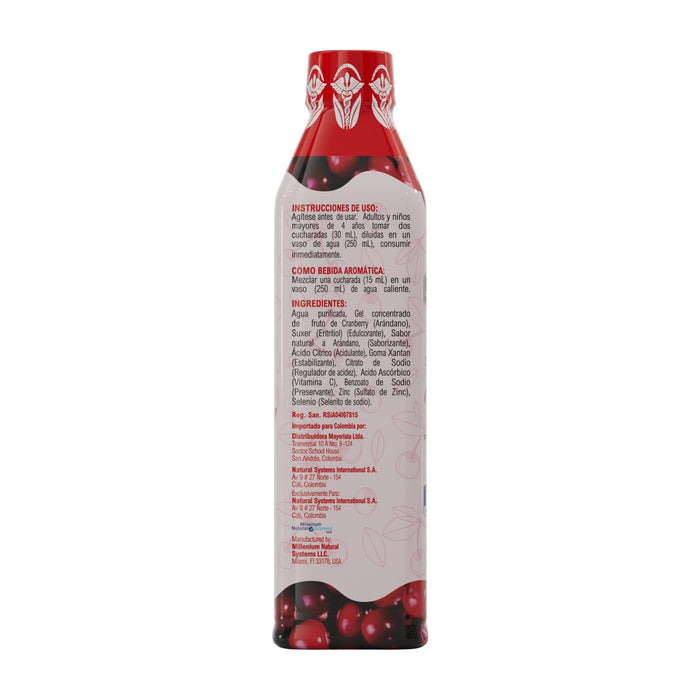 Cranberry liquido con vitamina c selenio y zinc 32oz cero calorías Natural Systems Millenium