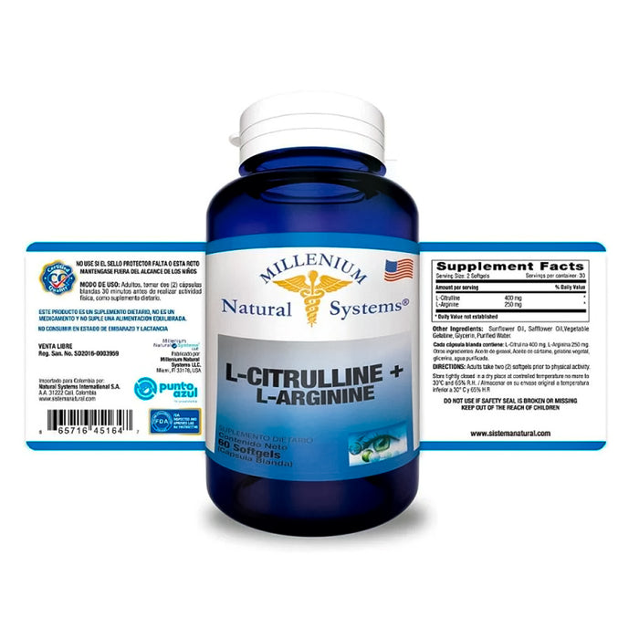 L-Citrullina + L-Arginina 60 Softgels - Natural Systems