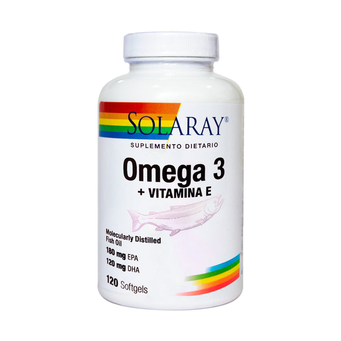 Omega 3 + Vitamina E destilado molecular 120 softgels SOLARAY