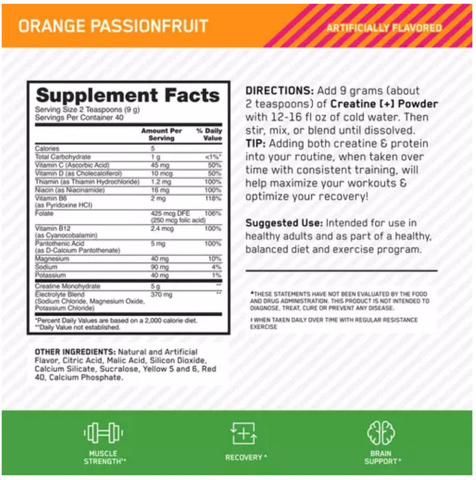 Creatina + formula 3 en 1 360gr OPTIMUM NUTRITION