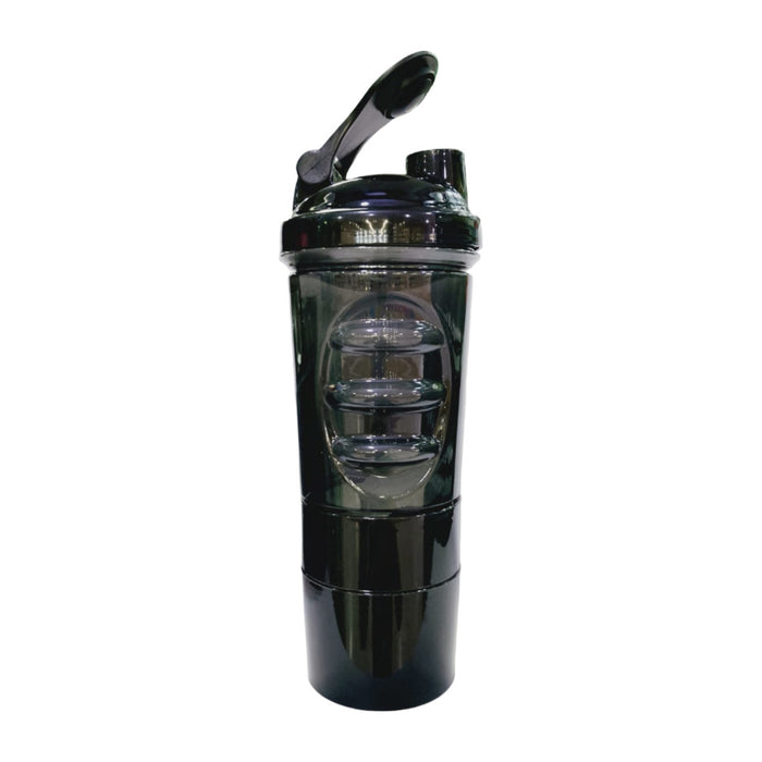 Shaker negro tres compartimientos 600ml