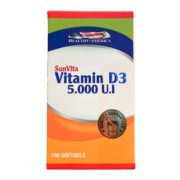 Vitamin D3 5000 IU 100 Softgels Healthy America.