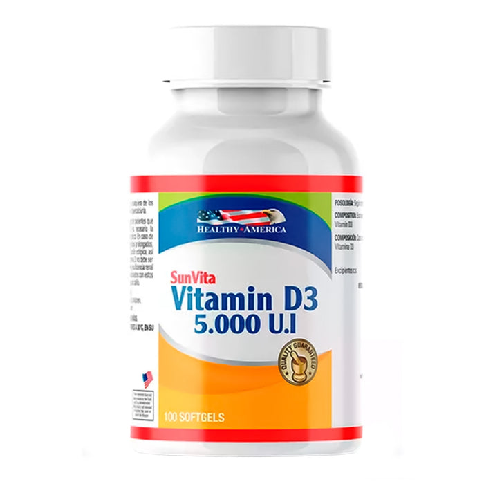 Vitamin D3 5000 IU 100 Softgels Healthy America.