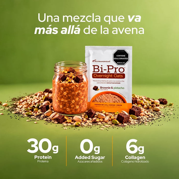 Bi Pro Overnight Oats sabor Brownie & Pistacho Sachet Nutramerican