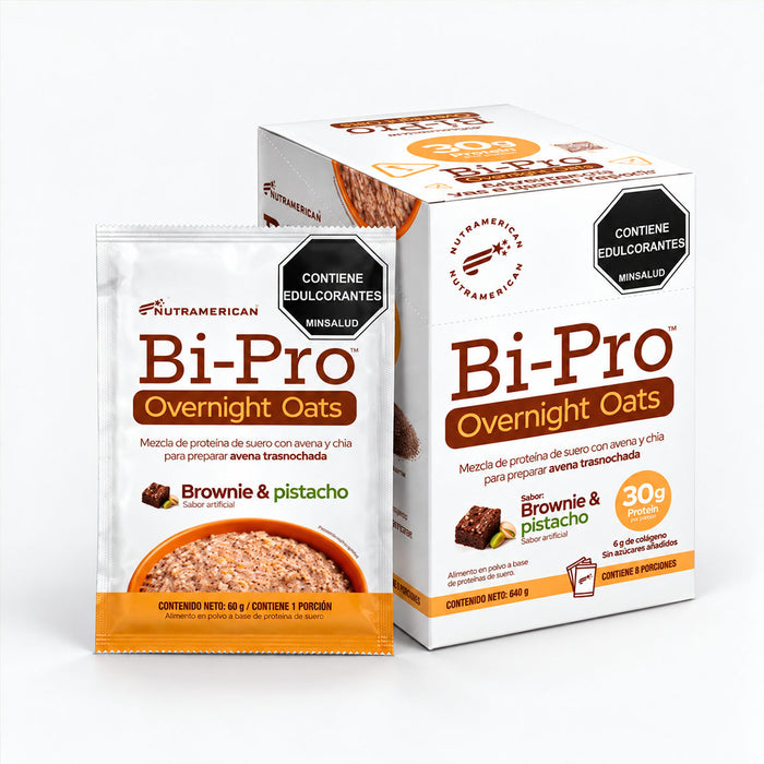 Bi Pro Overnight Oats sabor Brownie & Pistacho Sachet Nutramerican