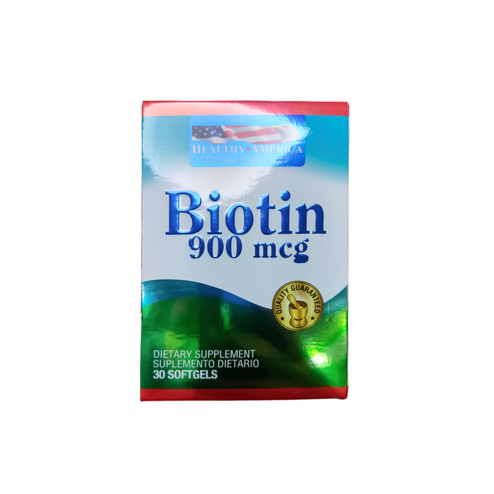 Biotin 900 mcg 30 Softgels Healthy America