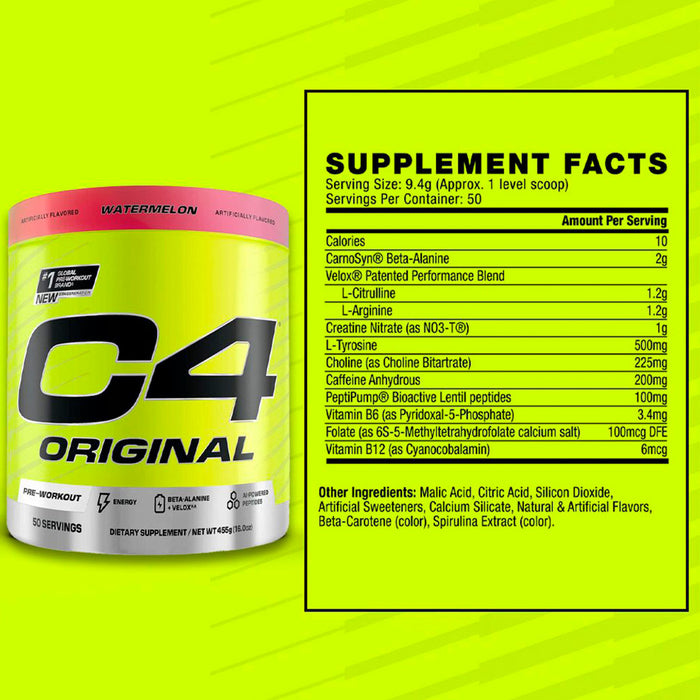 C4 Original Pre-Workout 50 Servicios Sabor Watermelon Pre Entreno en polvo Cellucor