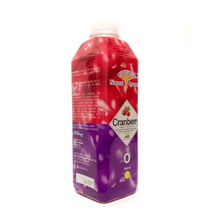 Cranberry liquido con vitamina c selenio y zinc 32oz cero calorías Natural Systems Millenium