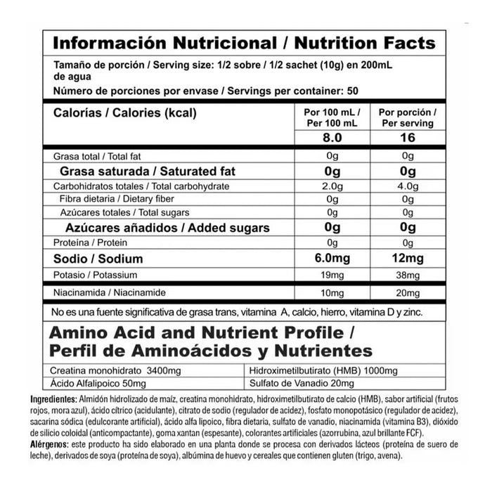 Crea Stack 20g Sachets  - Creatina Monohidratada con Hmb Nutramerican