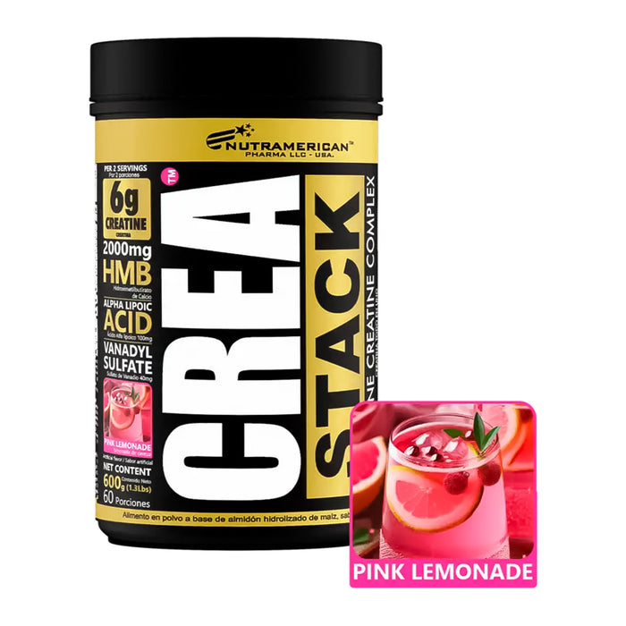 Crea Stack Sabor Pink Limonade con HMB 600gr Nutramerican