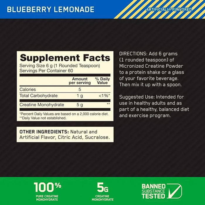 Creatine Powder sabor Bluberry lemonade 60servicios Optimum Nutrition