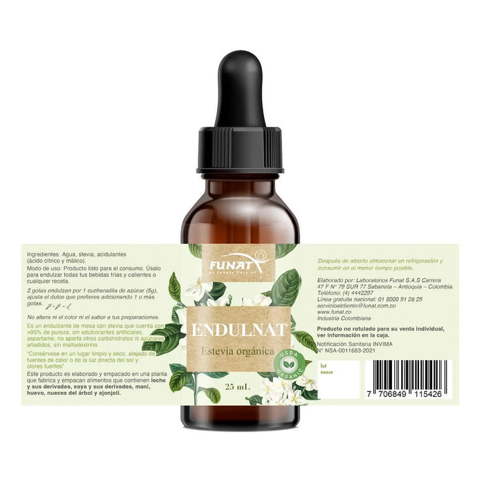 Endulnat Estevia Liquida Organica 25ml Funat