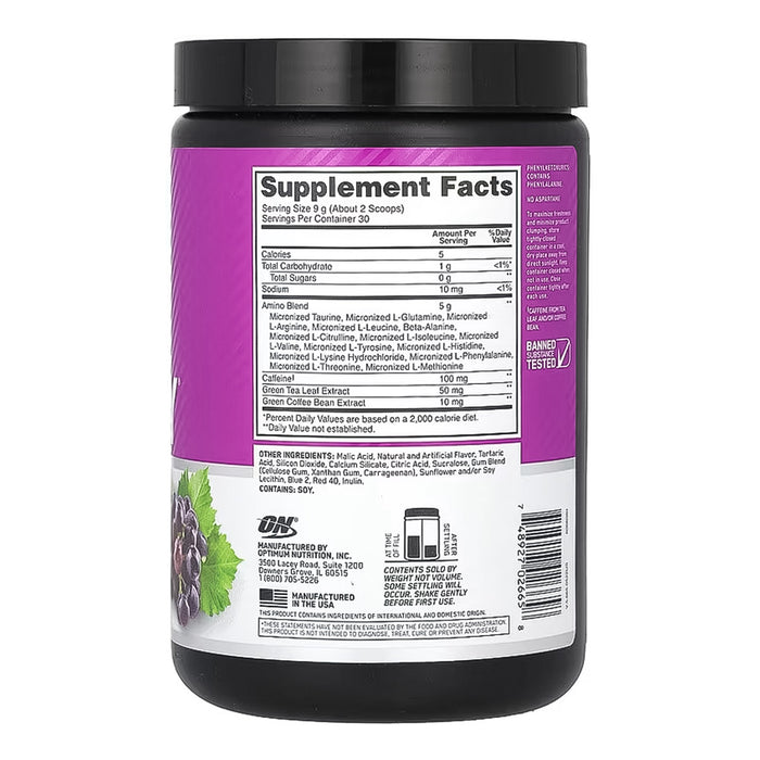 Essential Amino Energy + hidratación sabor Concord Grape 30 servicios - Optimum Nutrition