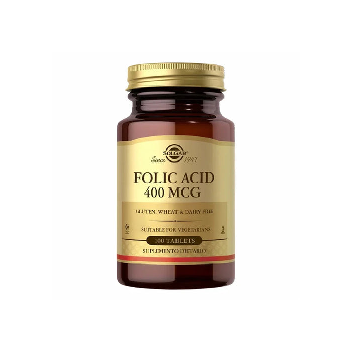 Folic Acid 400 mcg 100 tabletas Solgar ácido fólico
