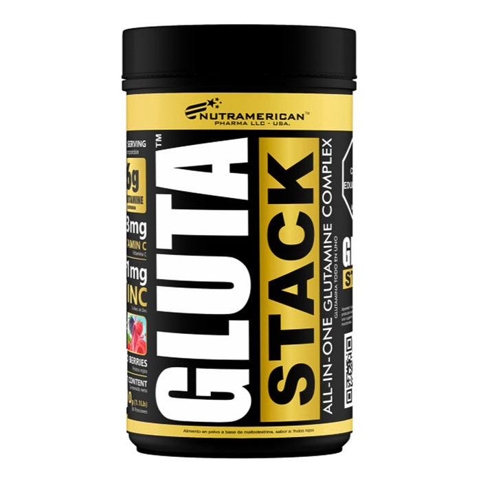 Gluta Stack Glutamina en polvo Nutramerican con Zinc y Vitamina C