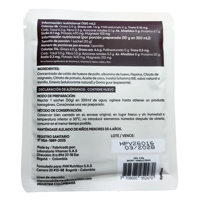 Heal Protein sabor Vainilla Cream 30gr 1 porción FHN