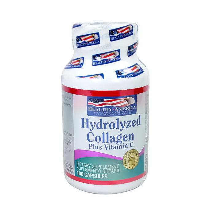 Colágeno hidrolizado con vitamina C 100 cápsulas Healthy America