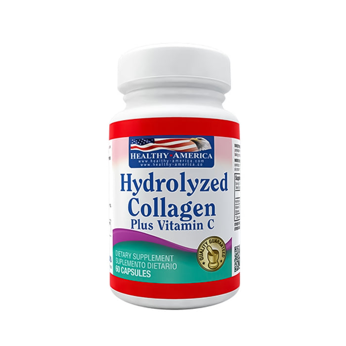 Colágeno hidrolizado con vitamina C 60 cápsulas Healthy America