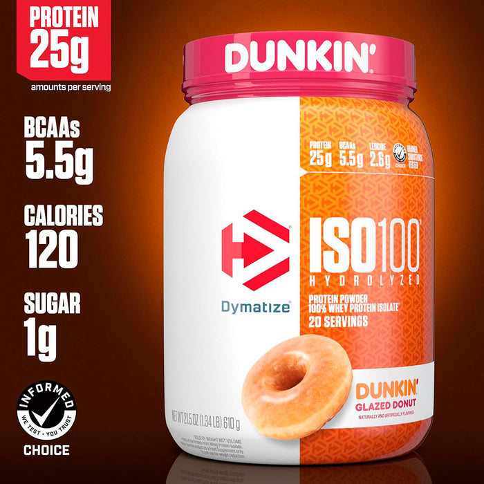 Proteína ISO 100 Hidrolizada Dunkin Glazed Donut 1.3 lb - Dymatize