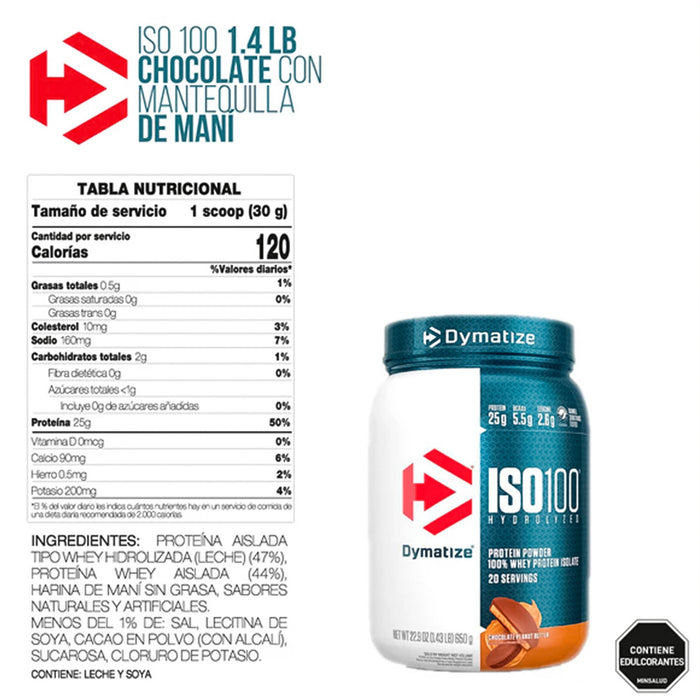 Proteína ISO 100 Hidrolizada Chocolate Peanut butter 1.3 lb – Dymatize