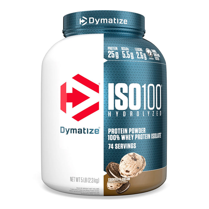ISO 100 Hidrolizada sabor Cookies & Cream 5lb Dymatize proteína limpia