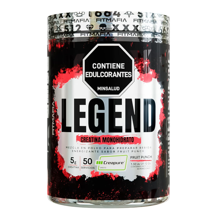 Legend Creatina monohidrato 600gr 50 servicios sabor Fruit Punch Creapure FitMafia