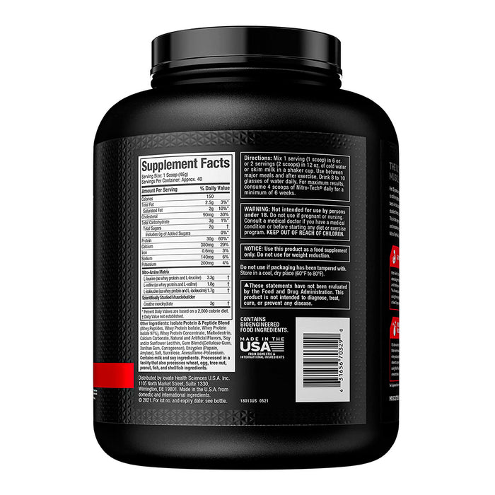 Nitro Tech Whey Protein sabor Crema de Vainilla 4 lb Muscletech