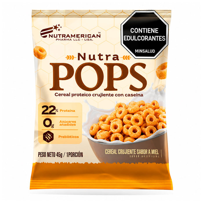 Nutra Pops Cereal proteico crujiente con caseína 45g Nutramerican