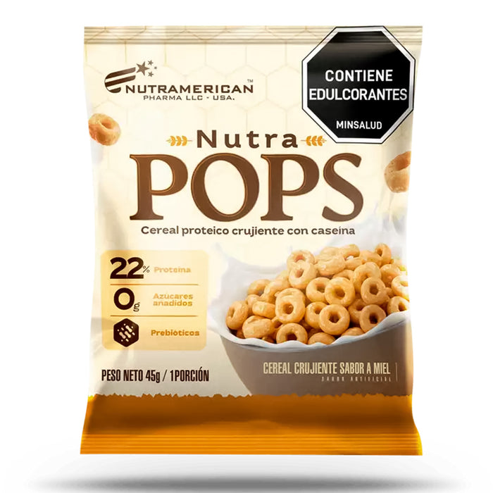 Nutra Pops Cereal proteico crujiente con caseína x 10 Paquetes Nutramerican