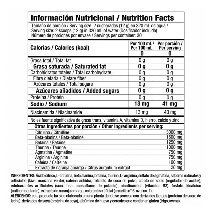 Radical Power Drink 360 g Pre entreno Nutramerican