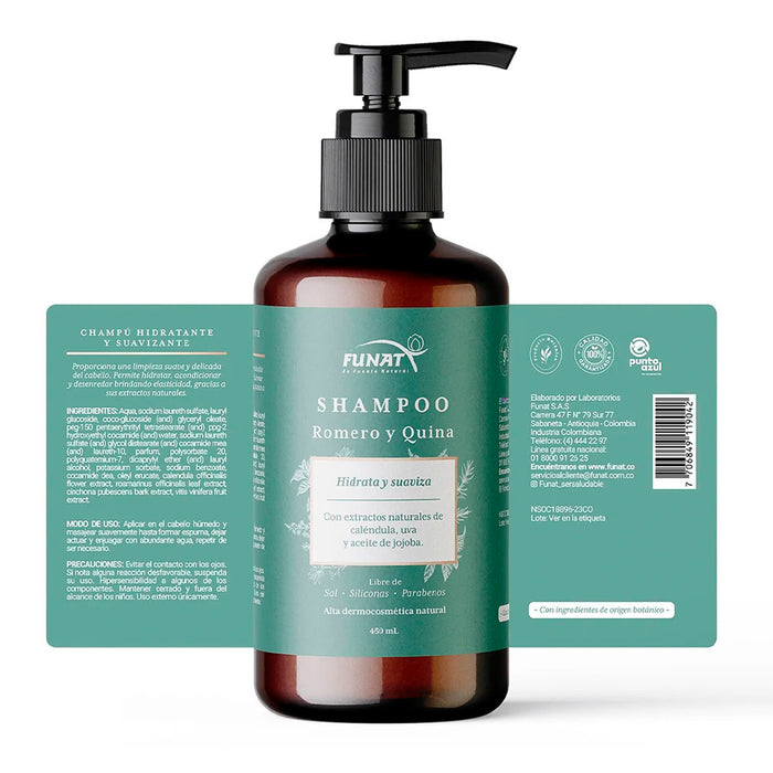 Shampoo tradicional de romero sin sal 430gr FUNAT