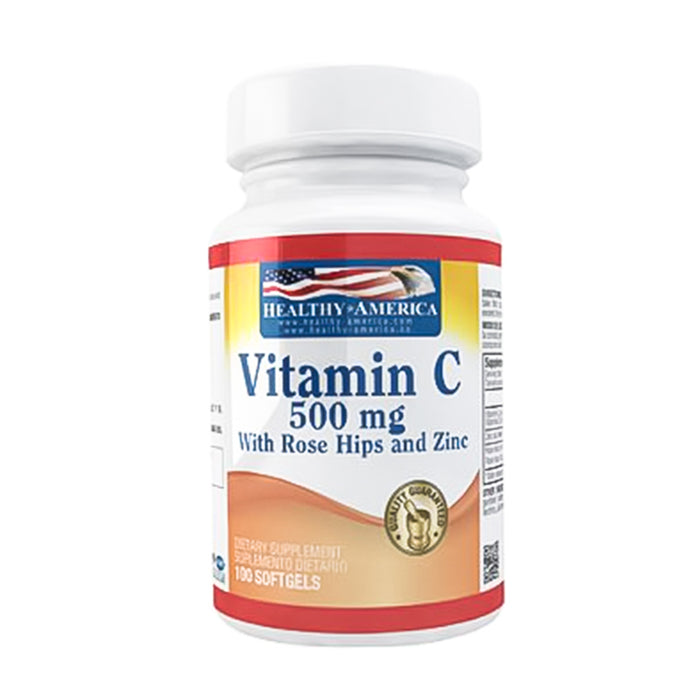 Vitamina C Con Rose Hips 500 mg 100 capsulas Healthy America