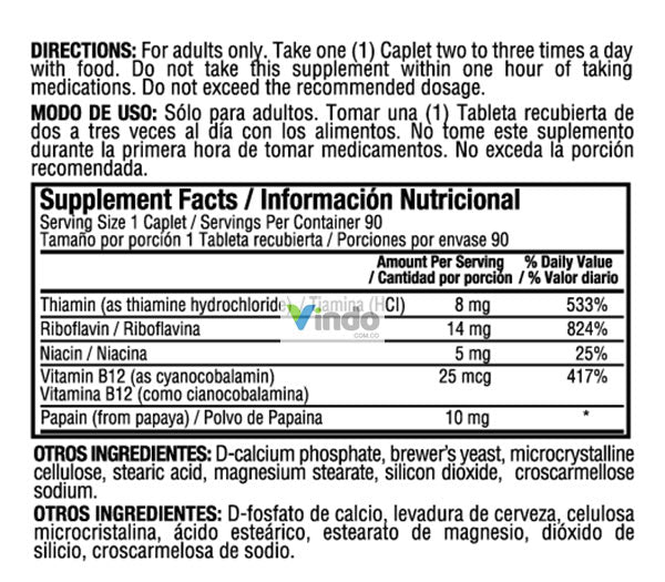 B Complex con vitamina B12 90 caplets Healthy America - Healthy America - Vindo - Vitaminas y Nutrición