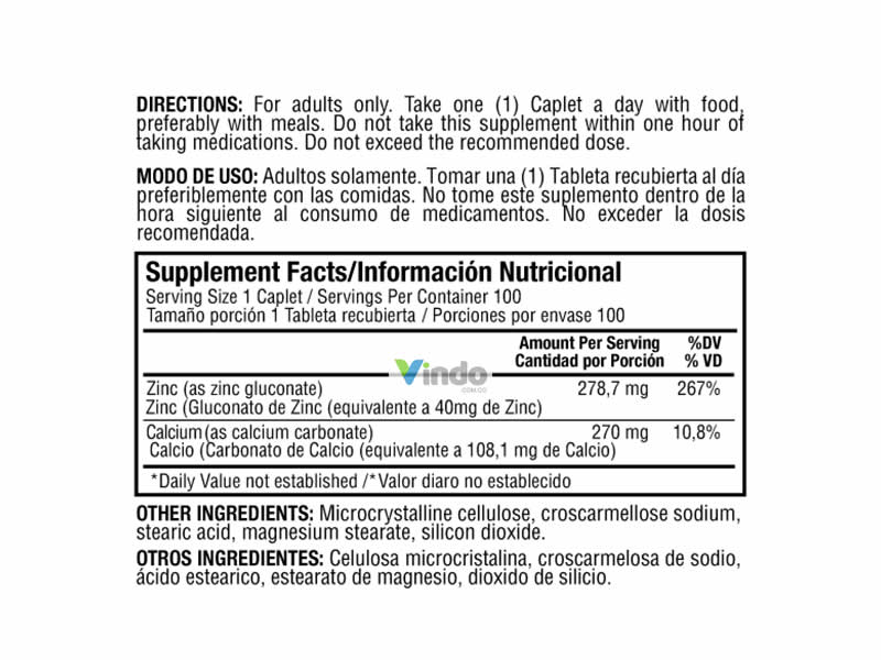 Chelated Zinc 40mg 100 Tabletas Healthy America - Healthy America - Vindo - Vitaminas y Nutrición