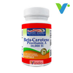 Betacarotene Pro vitamin A 10000 IU 100 softgels 🌞 Healthy America - Healthy America - Vindo - Vitaminas y Nutrición