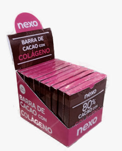 Barra de Chocolate Oscuro con Colágeno 80%  Nexo caja por 10 unidades