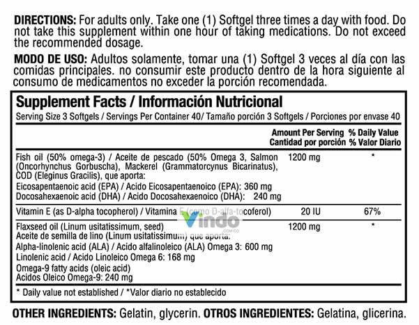 Triple Omega 3-6-9 1200mg 120 Softgels - Healthy America - Healthy America - Vindo - Vitaminas y Nutrición